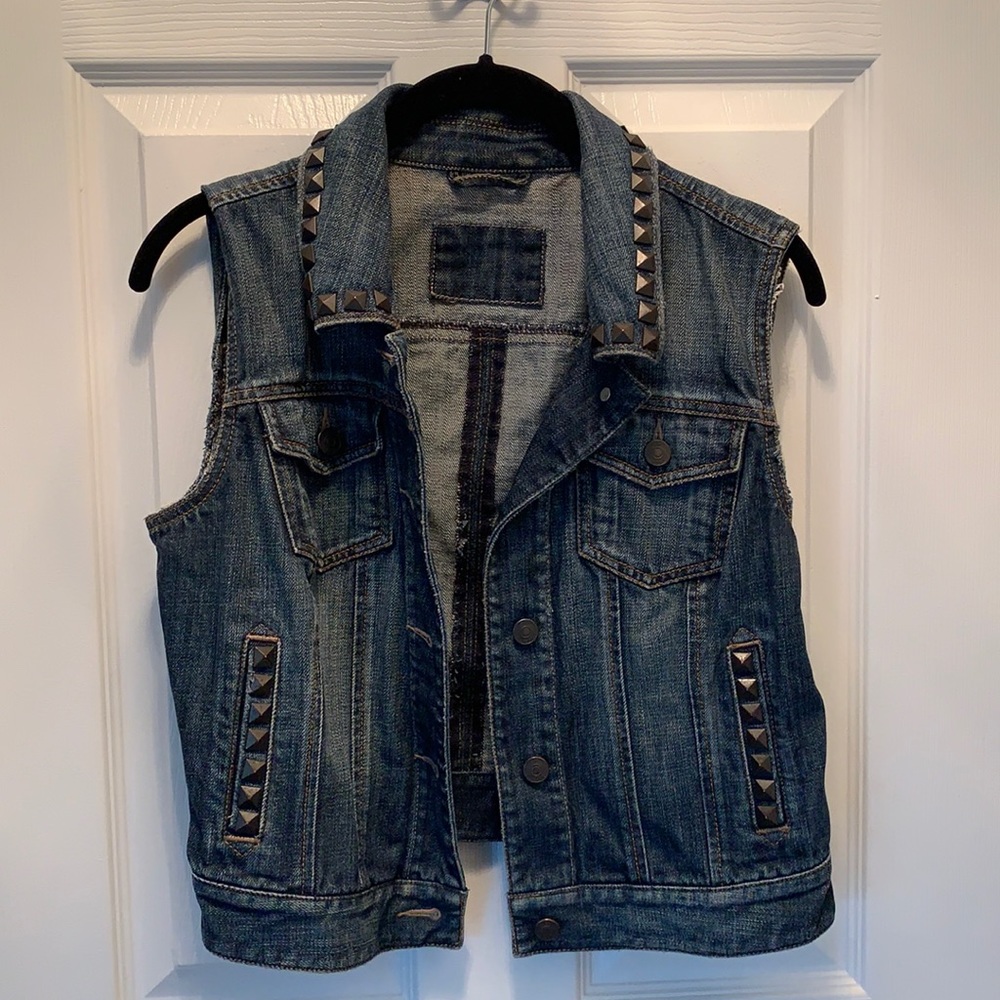 EUC LOFT denim vest with grommet detail, sz S